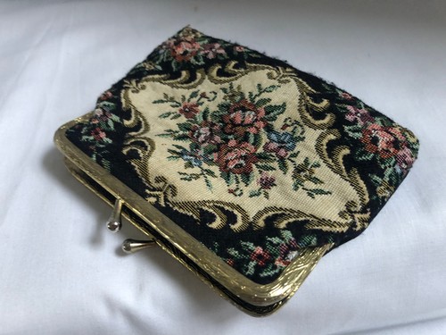 Vintage black cream floral