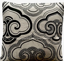 Black Flock Print Cushion