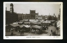 LEICESTER Leicestershire   Market Place with Stalls and people  RP #1 