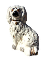 VINTAGE BESWICK WALLY DOG - WHITE & GOLD DOG FIGURINE
