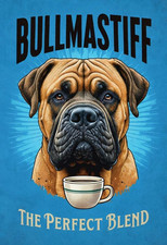 Bull Mastiff Coffee Metal Sign, Bull Mastiff Sign, Coffee Plaque