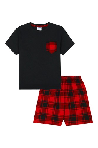 Mens red check short pyjamas - mens,