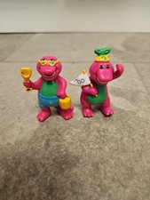 2x Barney The Dinosaur Toy Figures. Beach. Go Flag. 1993. Vintage.