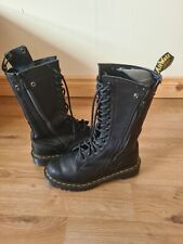 DR MARTEN HANLEY BLACK LEATHER 14 EYELET BOOTS SIZE UK 4