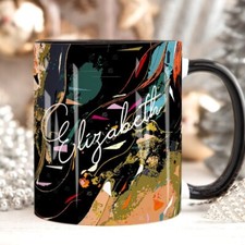 Personalised Name Mug, Abstract Art Mug, Mug Birthday Gift Him Her, Name Mug