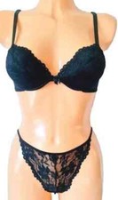 E-VIE LACE PADDED U/W BRA/STRING SET SIZE 36B COLOUR BLACK  STYLE 273472