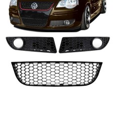 Set 3pcs Black Front Bumper