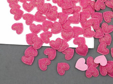 Pink heart glitter appliques, 17mm fabric heart shapes, heart embellishments