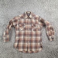 Pendleton Shirt Mens Medium Western Wear Brown Check Pearl Snap