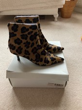 Boden animal print leather kitten heel ankle boots new with box size 6