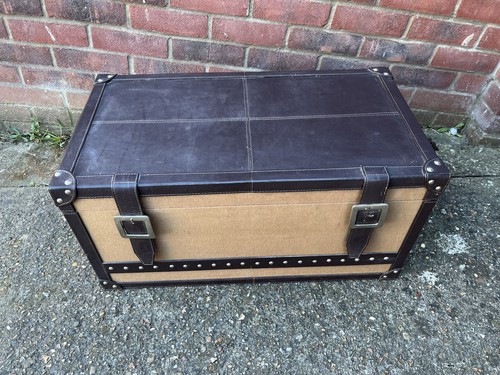 Leather trunk chest home decor - leather,