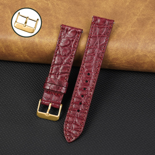 Flat burgundy leather watch - flat,