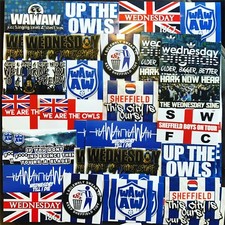 100 x Sheffield Wednesday Ultra Style Stickers inspired by Poster Programme SWFC
