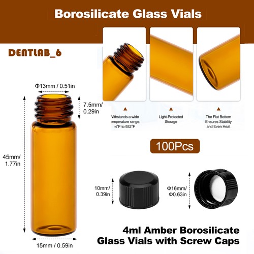 100pcs glass vials amber - 100pcs,