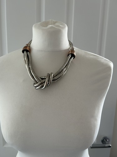 Necklace silver tone knot - necklace,