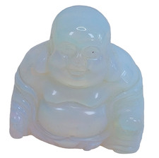 Vintage Opalite Crystal Laughing Buddha Miniature Sculpture Lucky Figurine 5cm S