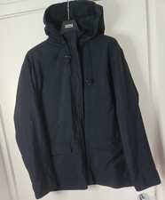 M&S Size 14 Navy Blue Tartan Fleece Reversible Hooded Coat Women's