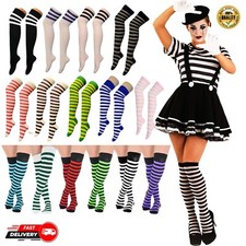 Over The Knee Socks Cotton Long Striped High Thigh OTK Socks UK SIZE 4-6
