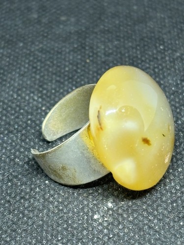 Agate ring large yellow stone - large,