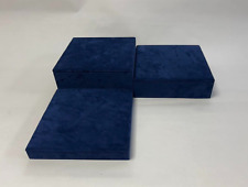 Set of 3 Square Jewellery Display Risers Blocks (Navy Blue) *Made in the UK*