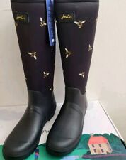 Joules Womens Neoprene BLACK BEES Wellies Size 7 Limited Edition - BNIB 