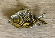 Vintage Footed Brass Fish Shaped Trinket Coin Dish Ocean Nautical Decoration MCM