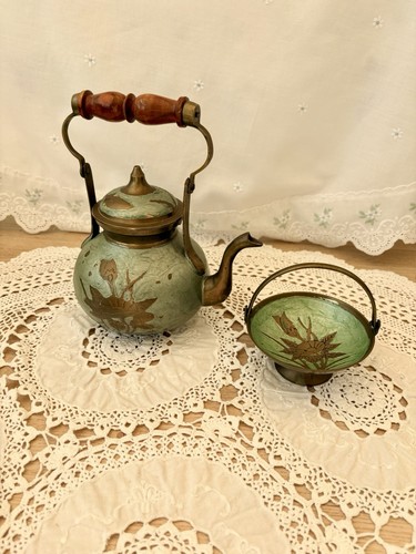 Vintage oriental brass green - vintage,