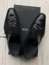 Men’s Boss Hugo Boss Vero Cuoio Black Leather Shoes Brogue Derby Size UK 9.5