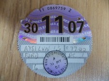 UK Road Tax Disc - 30 November  2007 - Issued in Ipswich, Suffolk