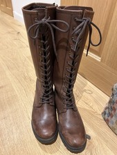 Brown Leather Lace Up Knee High Boots Joe Browns Size 7