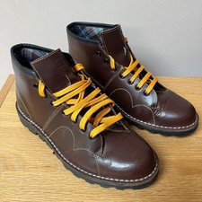 Grafters Heritage Monkey Boots Size 7 Brown Mod Skinhead Tartan Lined Leather