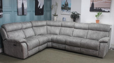 EX FURNITURE VILLAGE MORENO ELECTRIC 4 PIECE CORNER SOFA IN GREY VELVET FABRIC