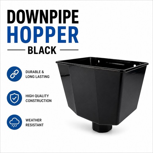 Black downpipe hopper - black,