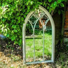 Woodside Holtby XL Decorative Arched Outdoor Garden Mirror, 61cm x 112cm