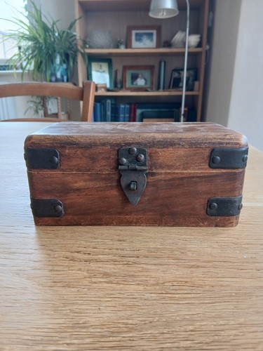 Hand crafted wooden box with - wooden,