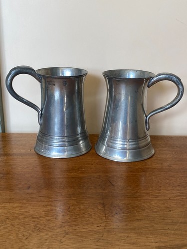 Pair antique victorian pewter - antique,