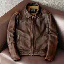 Men’s Motorcycle Vintage Cafe Racer Distressed Brown Biker Real Leather Jacket