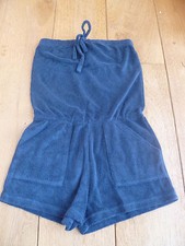 AMERICAN APPAREL LOOP TERRY TOWELLING BEACH LOUNGE ROMPER PLAYSUIT BLUE TEEN XS