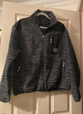 Ladies DKNY Fleece Jacket Black / Grey animal print Size M