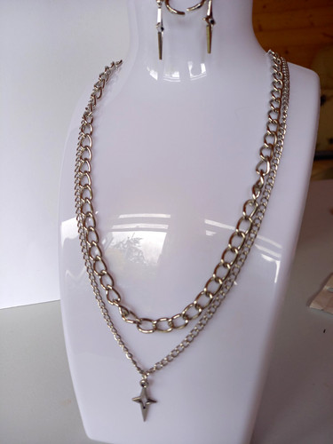 Silver tone layered cable - tone,