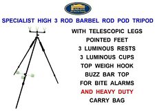 CLEARANCE LINEAEFFE SPECIALIST BARBEL 3 ROD POD TRIPOD BUZZ BAR BITE ALARM TOP