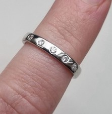 950 Hallmarked Platinum 0.15ct Diamond Half Eternity Band Ring PT950 5g L 1/2