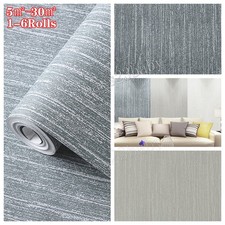 Grey Texture Thick Plain Wallpaper Heavy Embossed Non-Woven Paste the Wall 6Roll