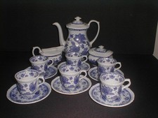 Adams Blue Butterfly 15 Piece Coffee Set Cup Saucer Milk Jug Sugar Bowl Pot