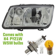 VW Bora Saloon 1999-2005 Headlight Headlamp No Fog Passenger Side With Bulbs