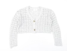 Zara Girls Grey Knit Button Cardigan Jumper 11-12 Years V-Neck Long Sleeve