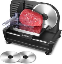 FOHERE Electric Meat Slicer Machine 200W for Home Use with 2 Removable Blades