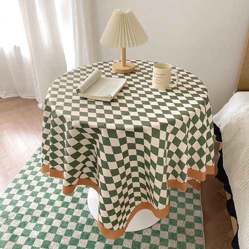 Green plaid tablecloth - green,