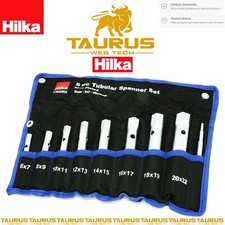 8PC HILKA Box Tubular Spanner Set 6-22mm Metric Zinc Plated Garage Wrap Pouch UK
