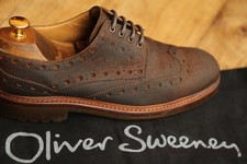 Oliver Sweeney Robertson Brown Rough Out Suede Derby Brogue Shoes Mens UK 8 US 9
